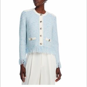 Milly Textured Blue and Cream Cardigan